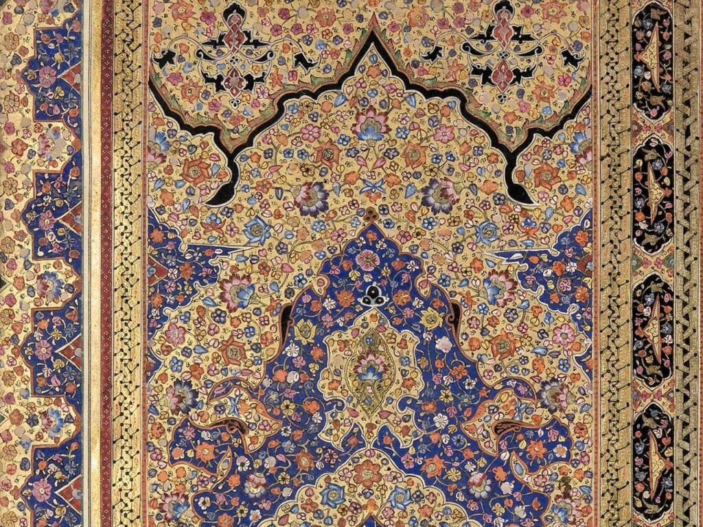Beautiful detailed persian illuminated manuscript